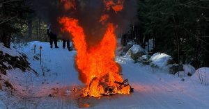 Snowmobile fire extinguished near Ellsworth Hill Road in Campton