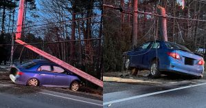 Driver escapes injury after crashing into utility pole in Boscawen