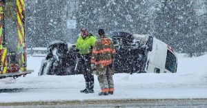 Center Harbor fire department responds to rollover during heavy snowstorm