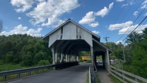 Truck strikes historic covered bridge in Lyndon