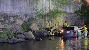 Car crashes into brook in Dracut